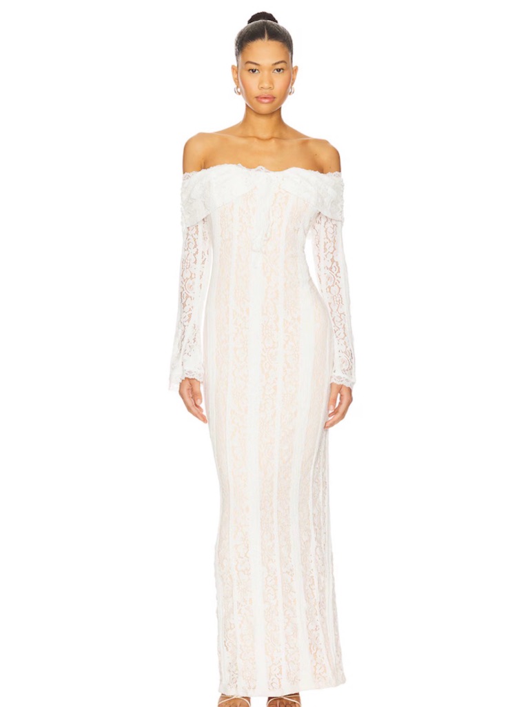 Revolve Annabelle Off Shoulder Maxi In White
